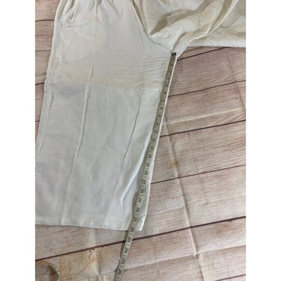 Flax By Jeanne Engelhart Women's White Linen Crop Pants - Large - Picture 4 of 13